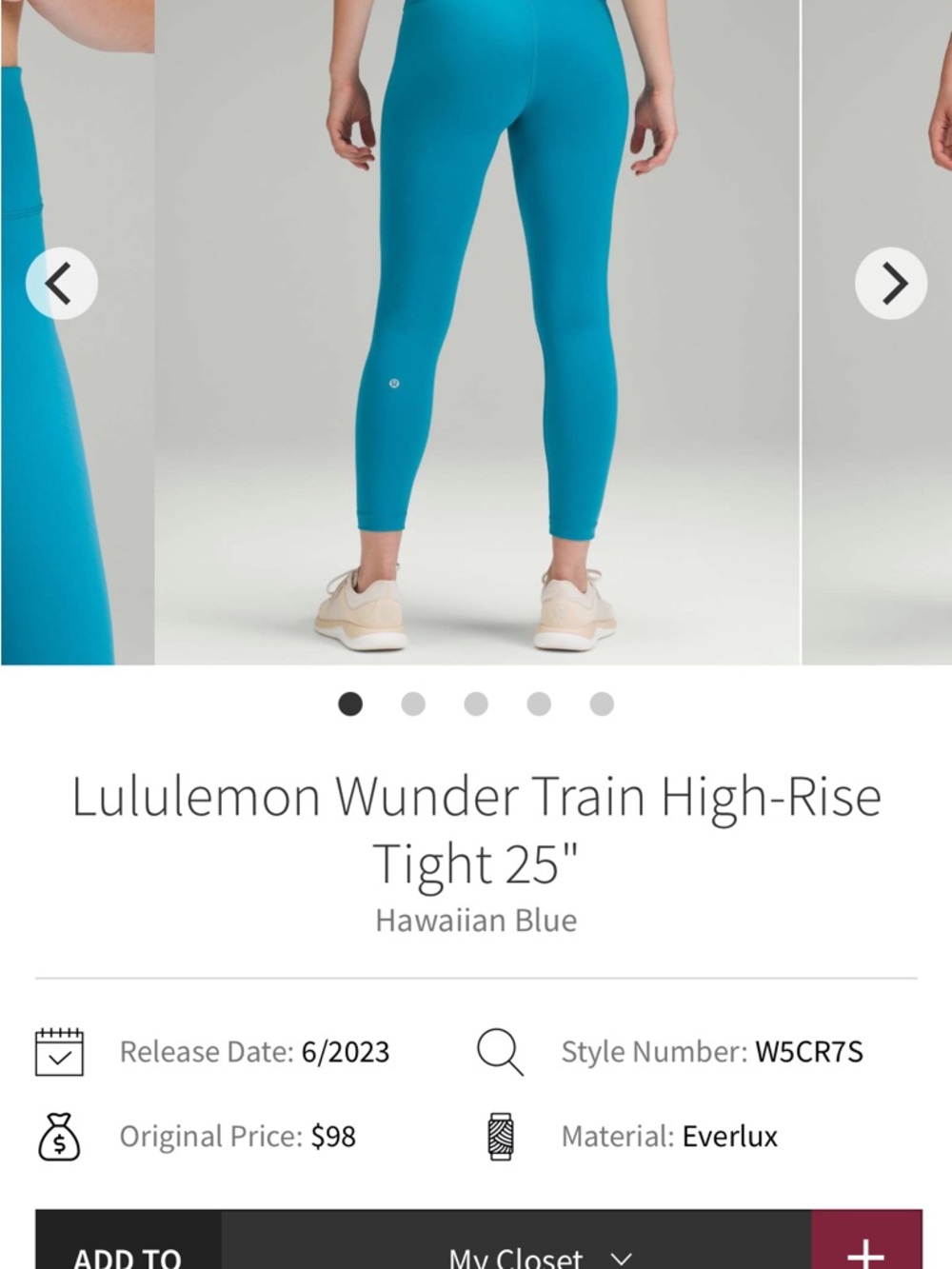 lululemon athletica High-Rise Wunder Train Tights in Hawaiian Blue
